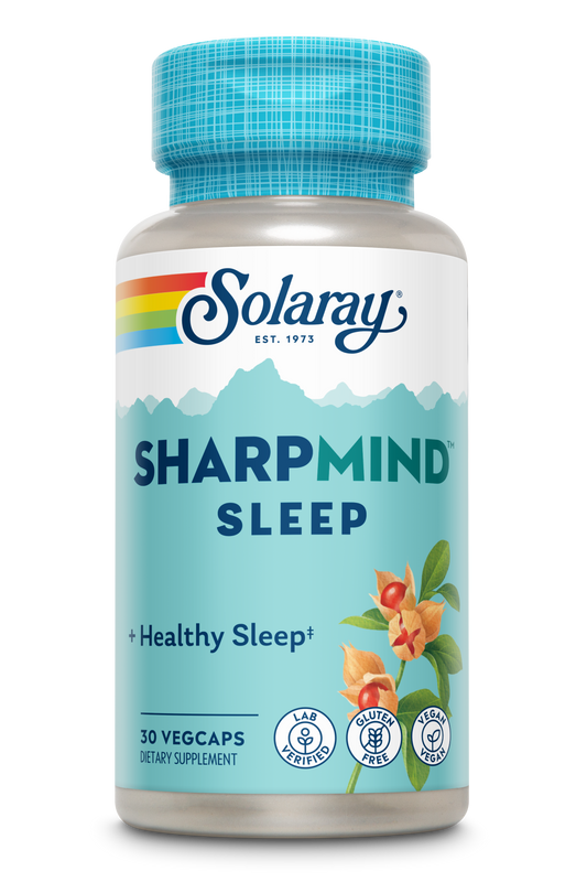 Solaray SharpMind Sleep, Nootropic Sleep Aid Formula, Nootropics Brain Support Supplement for a Calm Mood and Healthy Sleep with Slow Release Melatonin 3mg, 60 Day Guarantee, 30 Servings, 30 VegCaps