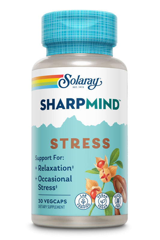 Solaray SharpMind Stress, Nootropic Mood Support Supplement for Relaxation and Occasional Stress Relief Support, Adaptogen with Ashwagandha, L Theanine, 60 Day Money Guarantee, 30 Serv 30 VegCaps