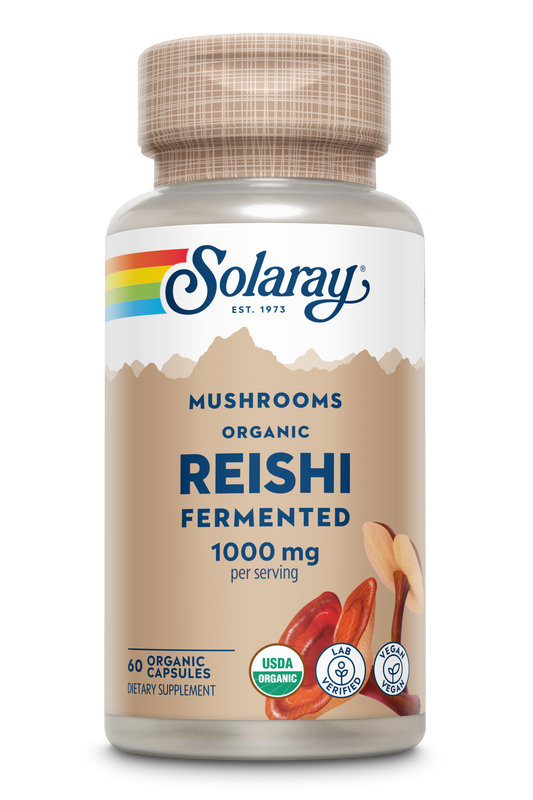 Solaray Fermented Reishi Mushroom 500mg | Healthy Immune, Heart & Brain Function Support | Energy & Mood Supplement | 60 VegCaps