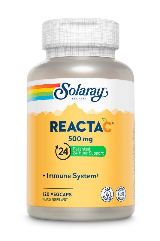 Solaray Reacta-C with Vitamin C 500mg - 200mg Bioflavonoid Concentrate, Immune Defense Vitamins - Patented 24 Hour Immune Support Supplement - Vegan - 120 Capsules, 120 Servings