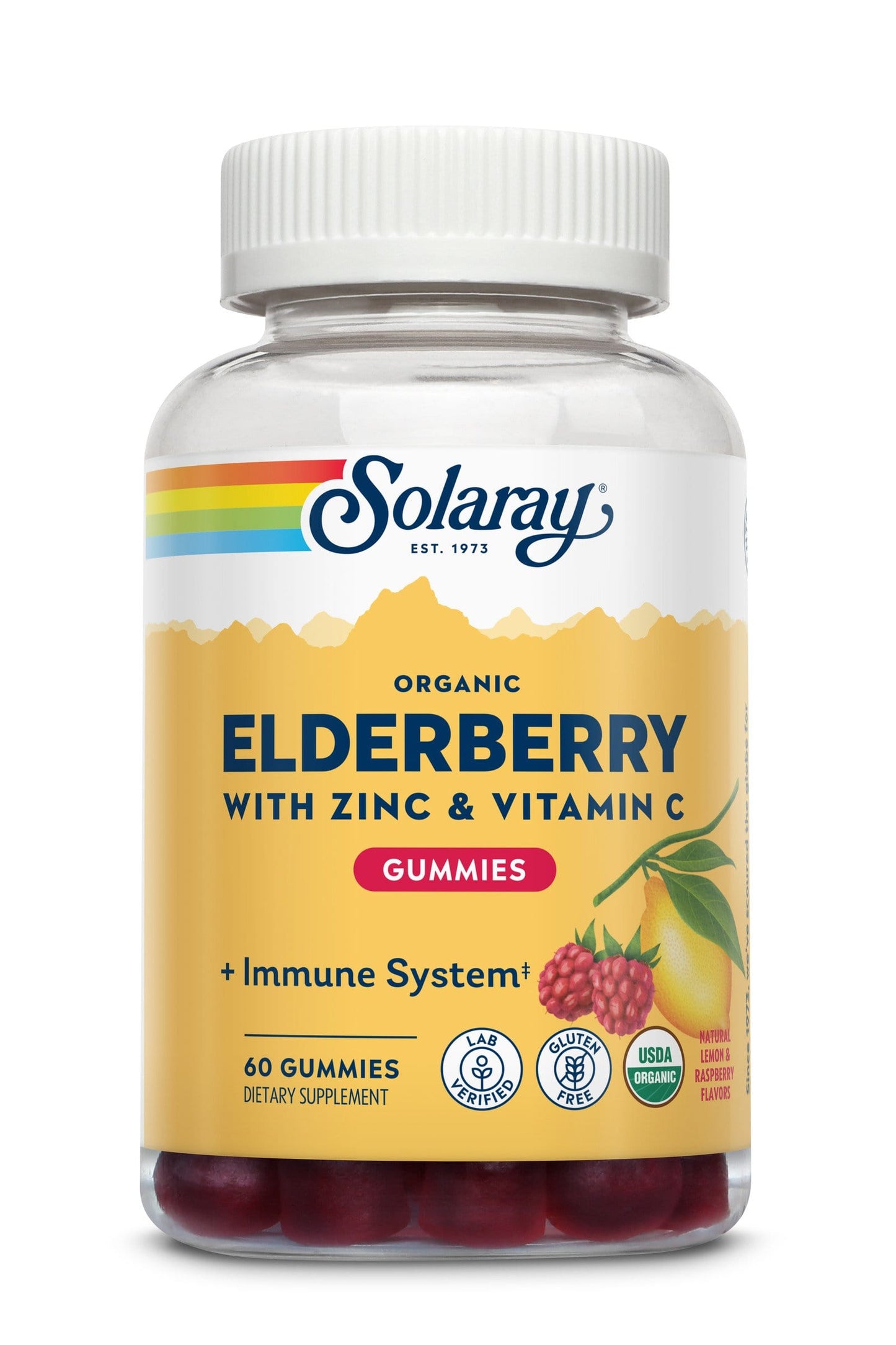 Solaray Organic Elderberry Gummies w/ Zinc & Vitamin C | Healthy Immune System Support | Gluten Free | 30 Serv, 60 Ct