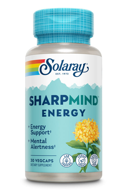 Solaray SharpMind Energy, Energy Booster for Women and Men, Nootropic  Focus Supplement, Caffeine Free Energy Pills with Rhodiola Rosea and Cordyceps, 60 Day Guarantee, 30 Servings, 30 VegCap Pills