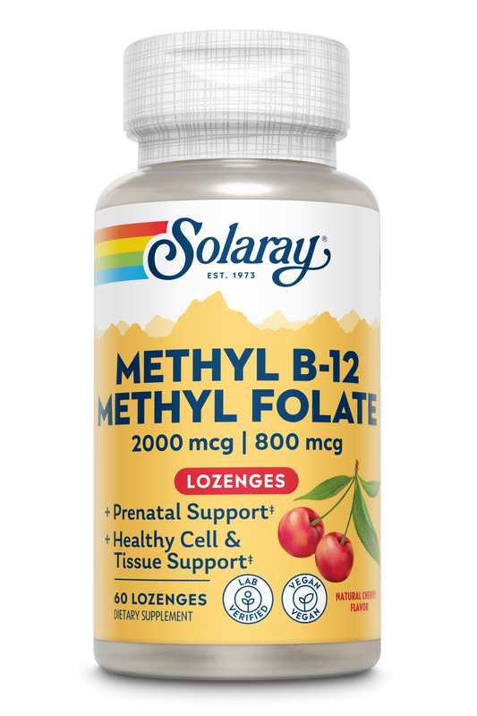 Solaray B-12 + Methyl Folate Lozenges | 60 Count