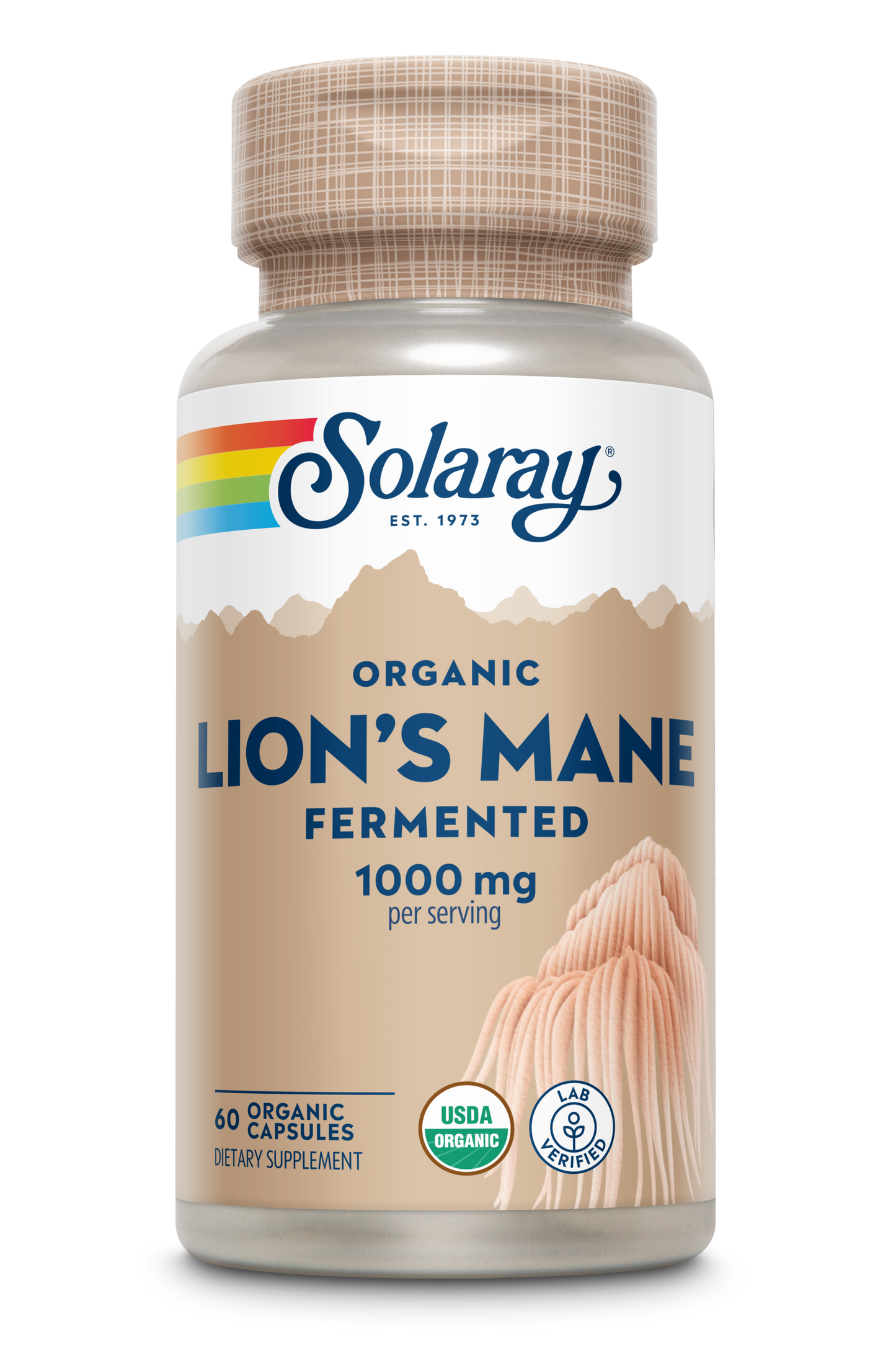 Solaray Fermented Lions Mane Mushroom | Healthy Brain Function, Mental Focus & Immune Support | 60 Vegcaps, 30 Serv