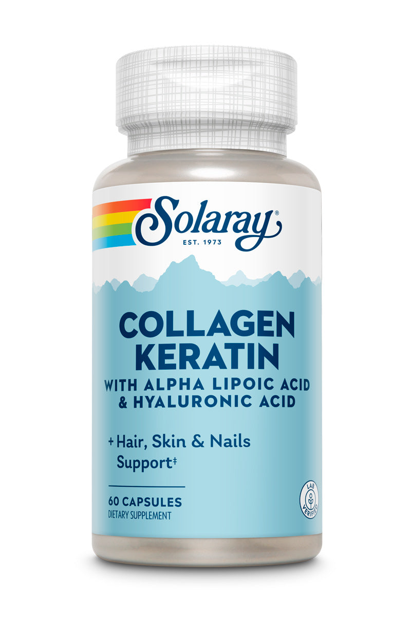 Solaray Collagen Keratin with Alpha Lipoic Acid and Hyaluronic Acid - Type I, II and III Collagen Pills - Hair, Skin, Nails, and Joint Health Support - 30 Servings, 60 Capsules