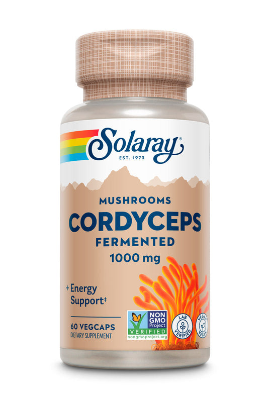 Solaray Fermented Cordyceps Mushroom 500 mg | Healthy Heart Function, Energy & Stamina Support | 60 VegCaps, 30 Servings