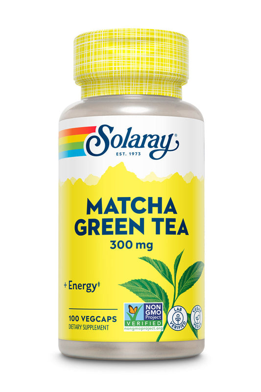 Solaray Matcha Green Tea 300 mg | Healthy Energy, Antioxidant, Mood Metabolism Support | 100 VegCaps