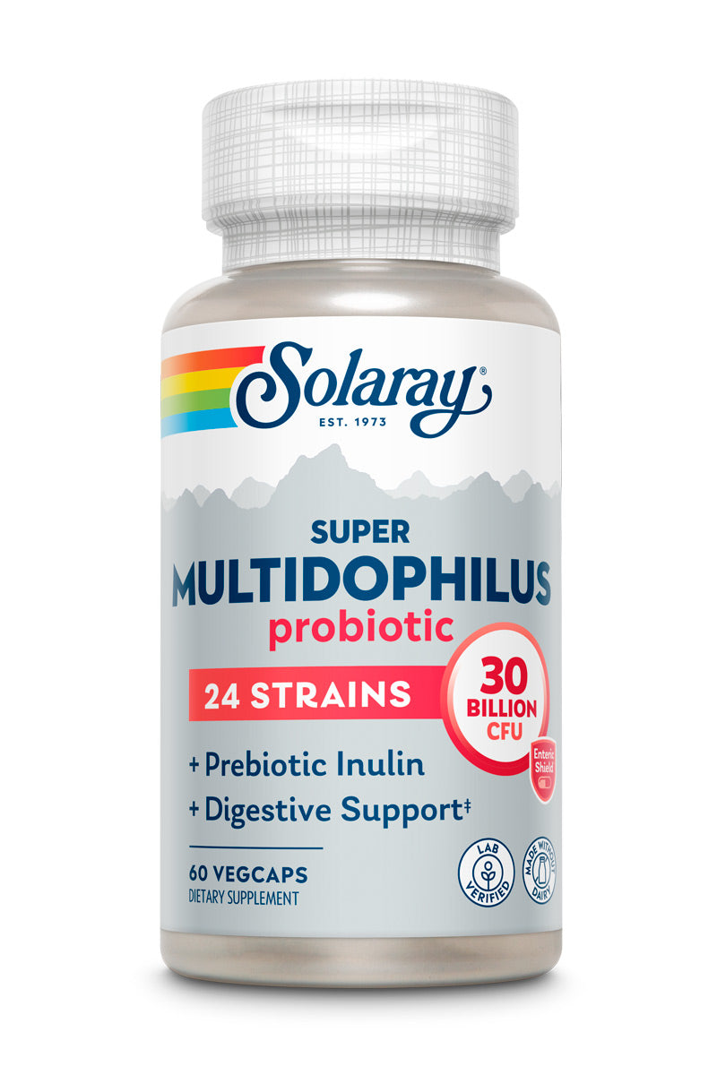 Solaray Super Multidophilus 24 Strain Probiotic | 30 Billion CFU | Healthy Gut Support | 30 Serv | 60 Enteric VegCaps