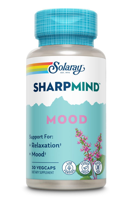 Solaray SharpMind Mood Support Supplement, Nootropic for Relaxation and Stress Relief, Zembrin, Holy Basil, Lithium Orotate 5mg, Organic Reishi Mushroom, 60 Day Guarantee, 30 Servings, 30 VegCaps