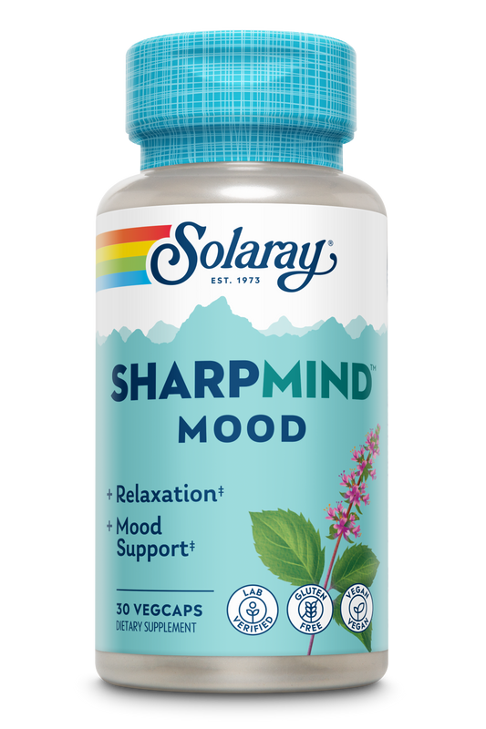 Solaray SharpMind Mood Support Supplement, Nootropic for Relaxation and Stress Relief, Zembrin, Holy Basil, Lithium Orotate 5mg, Organic Reishi Mushroom, 60 Day Guarantee, 30 Servings, 30 VegCaps