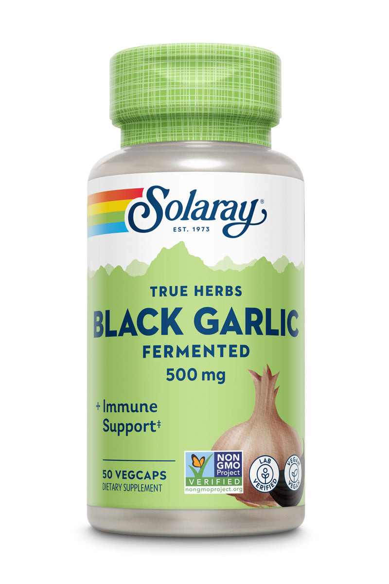 Solaray Fermented Black Garlic 500 mg | Healthy Immune, Circulatory & Cardiovascular Support | 50 VegCaps