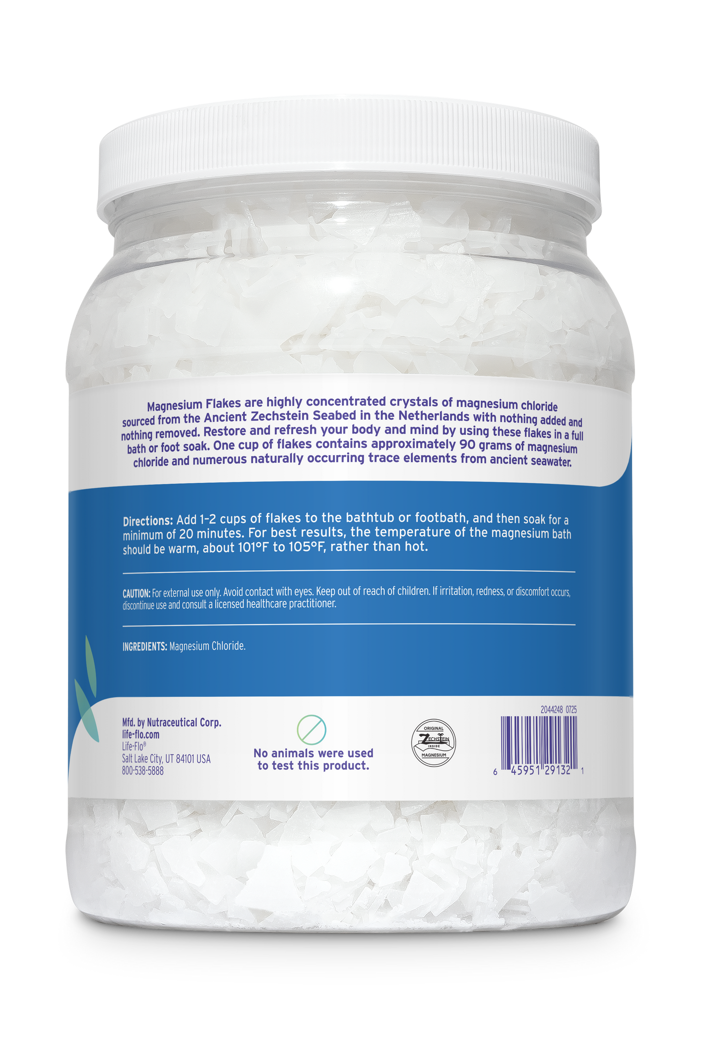 Life-flo Pure Magnesium Flakes for Bath | Concentrated Magnesium Chloride Crystals, Relaxing & Rejuvenating Soak (44 oz)