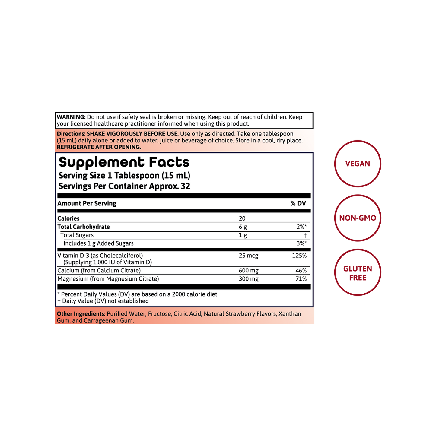 VitaLiquids Bone Support – Strawberry Flavor