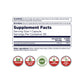 Supplement facts label for kalvitamins Liposomal B12 capsules includes serving size, amount per serving, daily value, and details on cellular energy and nerve support. Icons show vegan, gluten-free, GMP certified. Includes warning and usage directions.