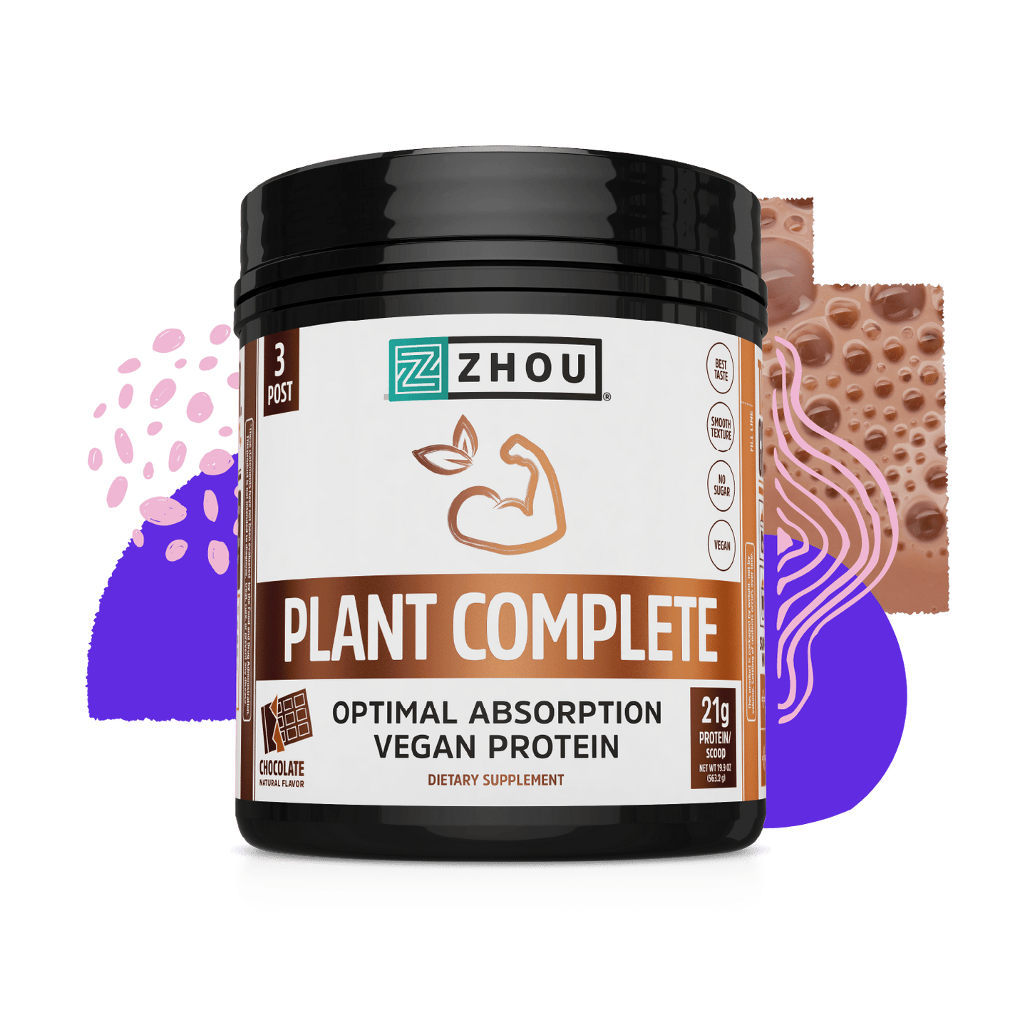 Zhou Nutrition Plant Complete Chocolate Protein Powder