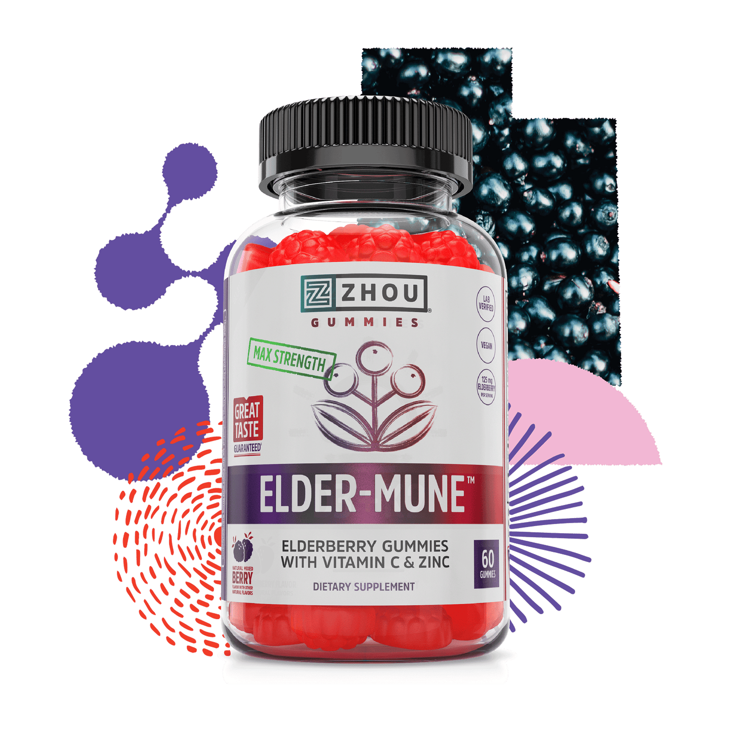 Zhou Nutrition Elder-Mune Elderberry Gummies