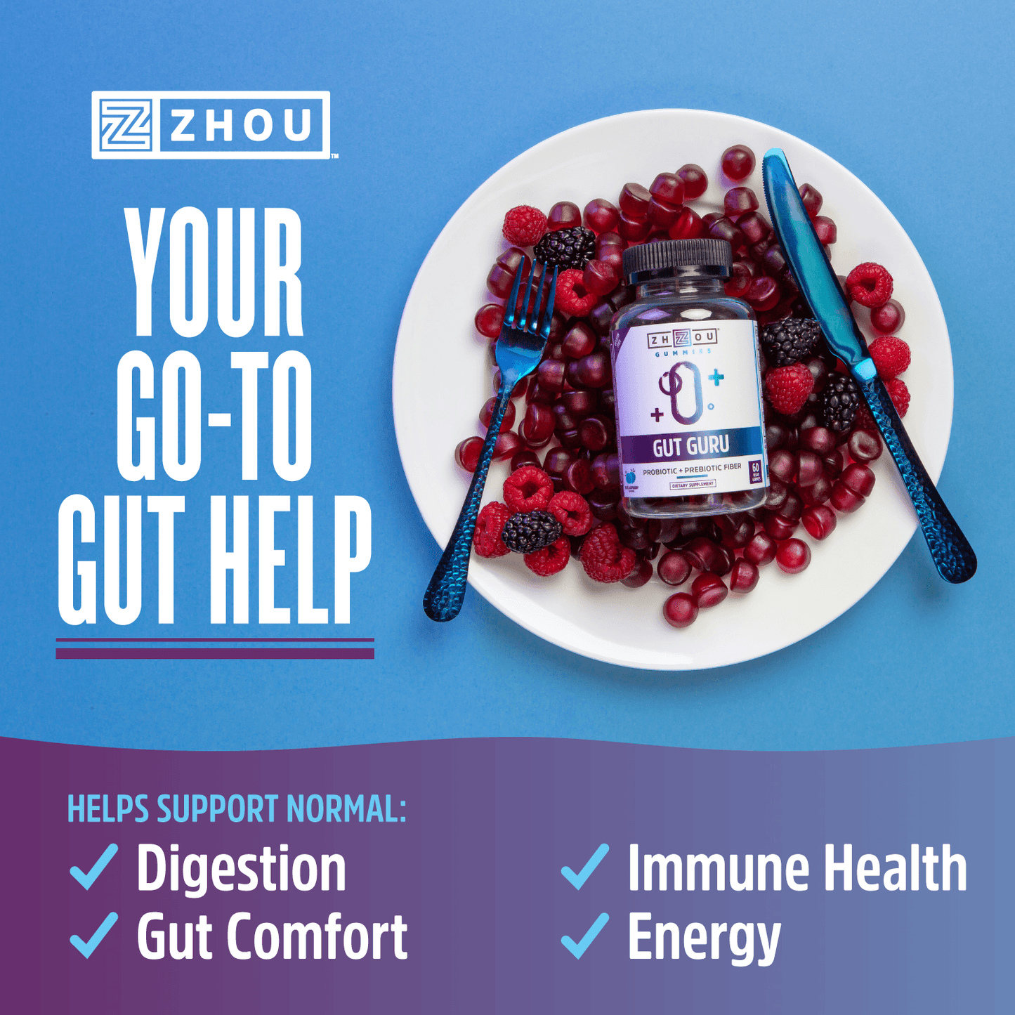 Your go-to gut help. Helps support digestion, gut comfort, immune health, and energy.