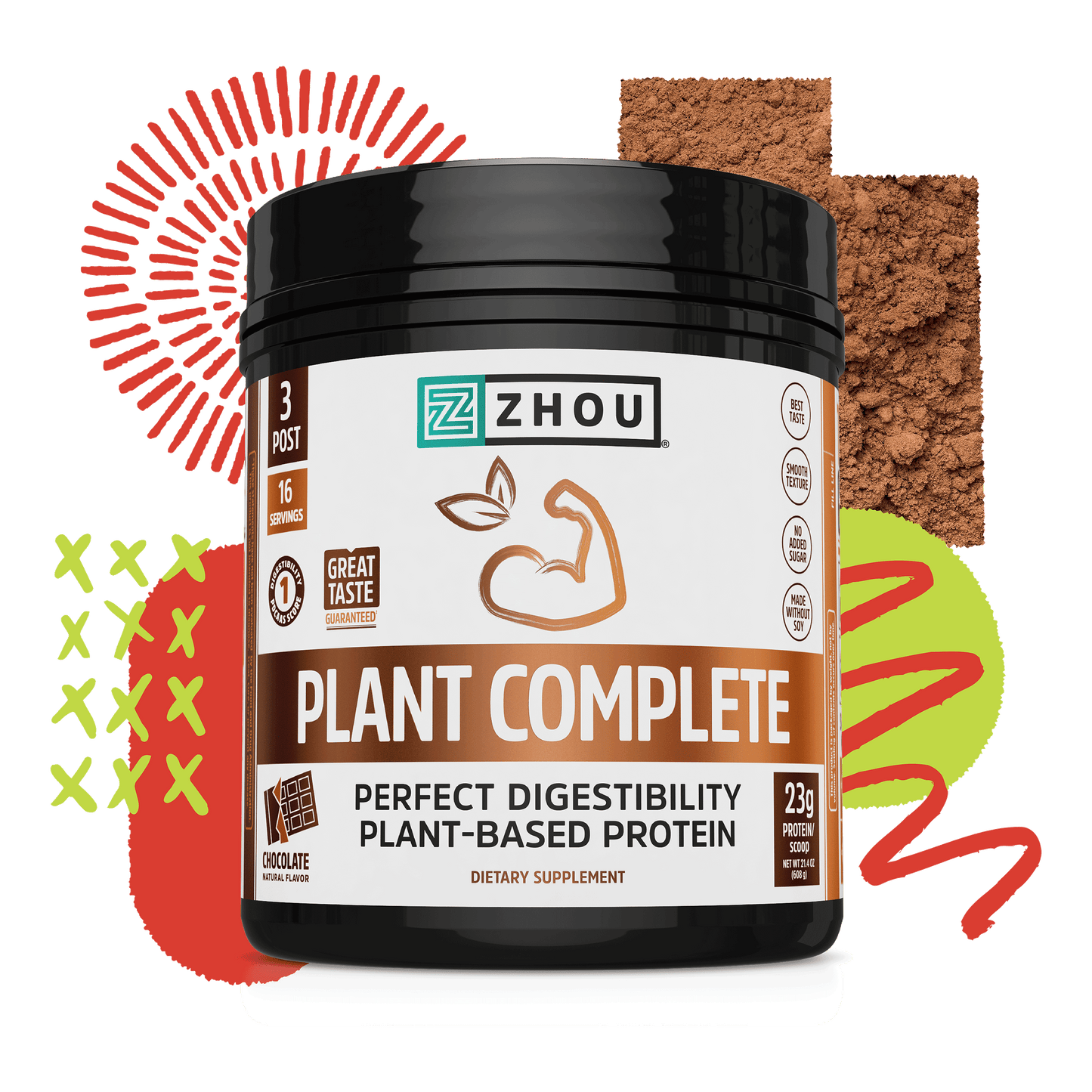 Zhou Nutrition Plant Complete Chocolate Protein Powder
