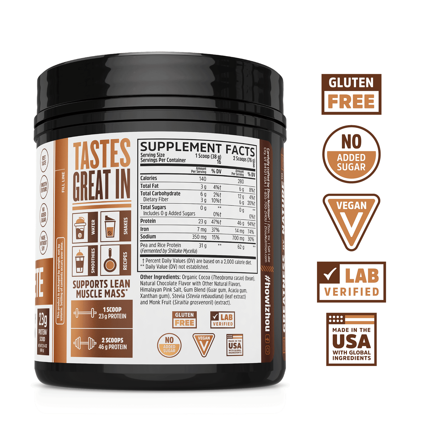 Zhou Nutrition Plant Complete Chocolate Protein Powder
