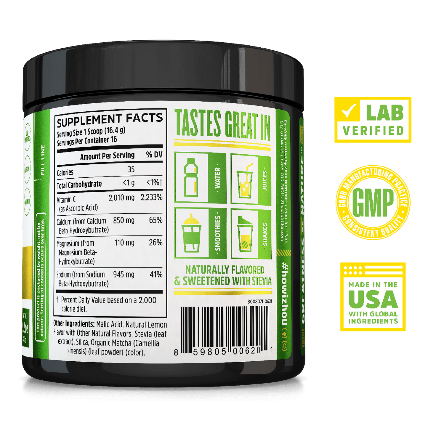 Zhou Nutrition Keto Drive - Matcha Lemonade