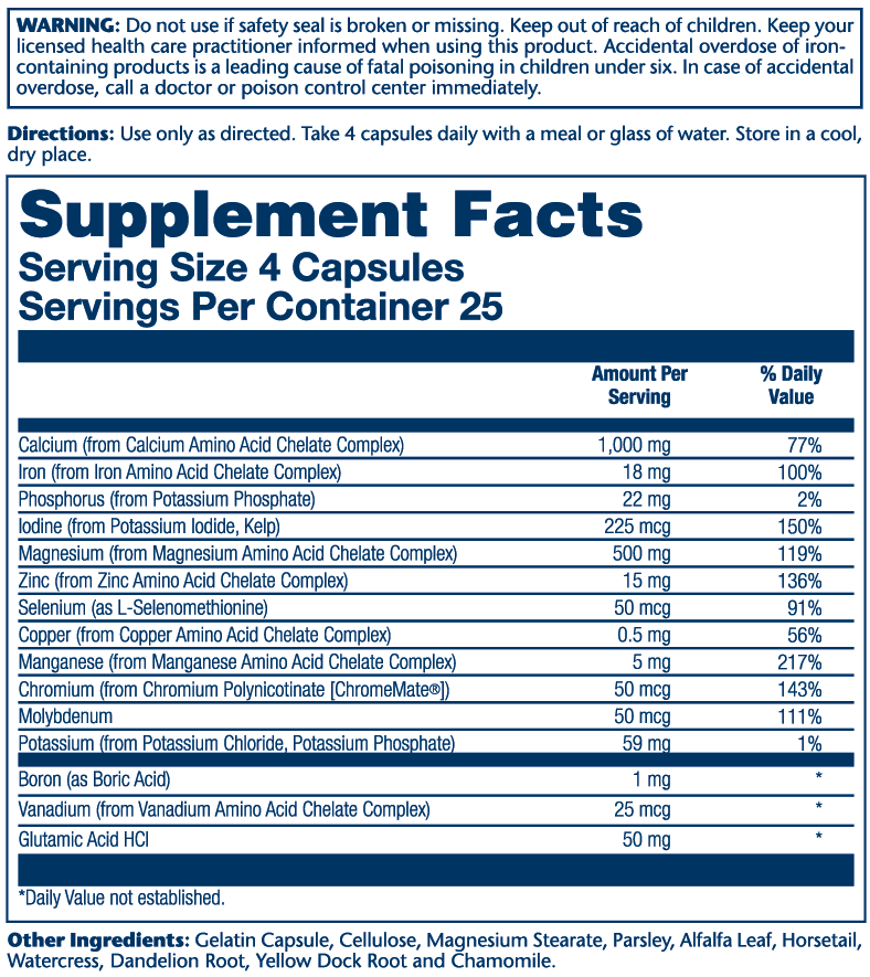 Solaray Mega Multi Mineral, 200 Capsules (25 Servings, 100 Capsules)