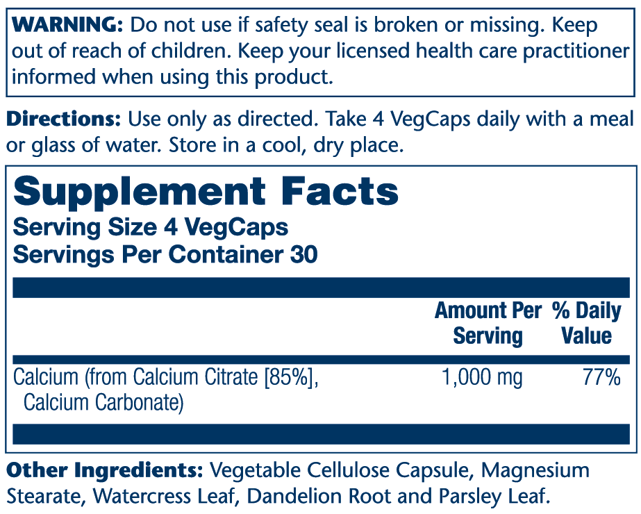 Solaray Calcium Citrate 1000mg, Chelated Calcium Supplement for Bone Strength, Healthy Teeth & Nerve, Muscle & Heart Function Support, Easy to Digest, 60-Day Guarantee, Vegan | 30 Servings | 120ct (240 Count (Pack of 1))