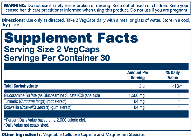 Solaray Glucosamine Sulfate Capsules, 1500mg, 120 Count