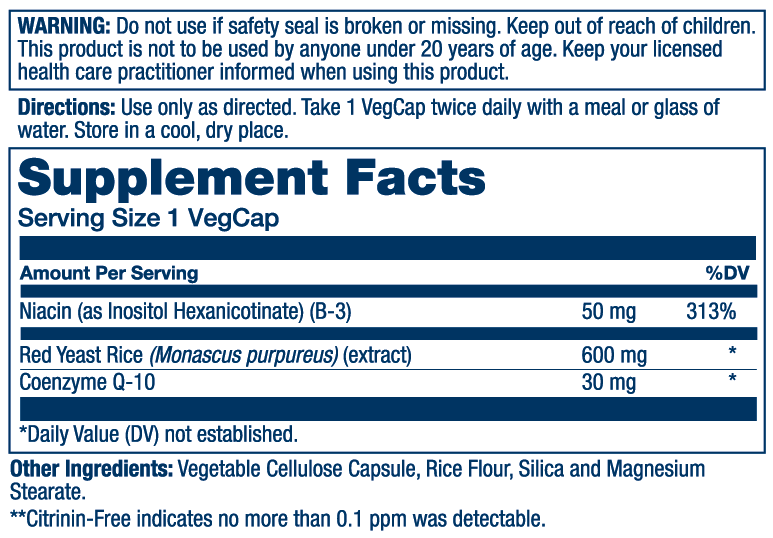 Solaray Red Yeast Rice Plus CoQ-10 | with Niacin for Added heart Health Support | Non-Irradiated & No Citrinin (90 CT)