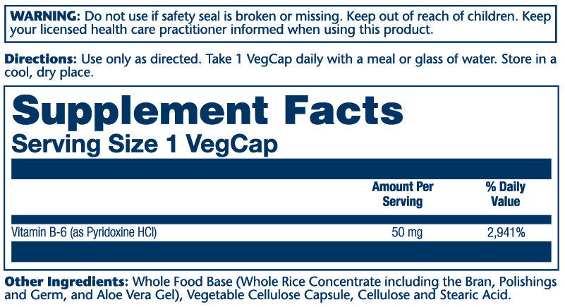 Solaray B6 Two-Stage, Timed-Release, Veg Cap (Btl-Plastic) 100mg | 60ct