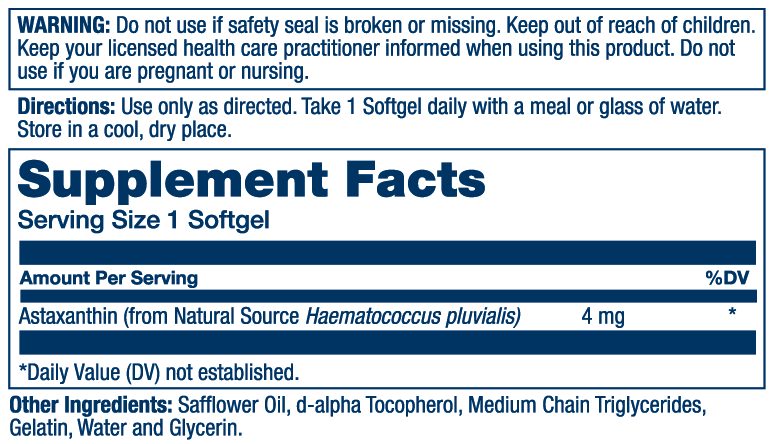 Solaray Astaxanthin 4 mg | Antioxidant | Healthy Eye, Skin, Cardiovascular Function & Joint Support | 60 Softgels