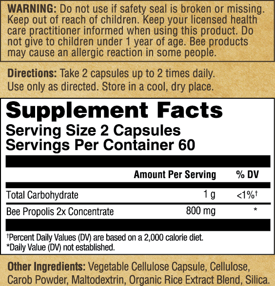 Bee Propolis : 59351: Cap, (Btl-Plastic) 650mg 120ct