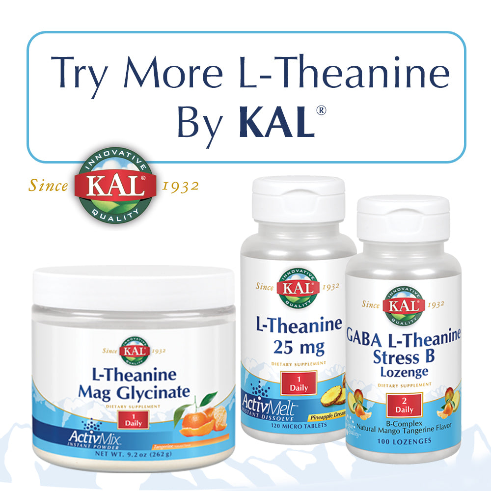 KAL L-Theanine 100 mg | Healthy Relaxation, Stress, Mood & Focus Support | Non-Drowsy Anti-Stress Formula | ActivTab Tech | Lab Verified | 30 Tablets