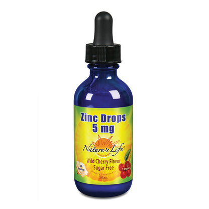 Nature's Life Liquid Zinc Drops 5mg | Cherry | 60 Servings, 2 fl oz