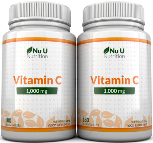 Vitamin C 1000mg 2 X Bottles 180 Tablets (6 Month's Supply) Ascorbic Acid