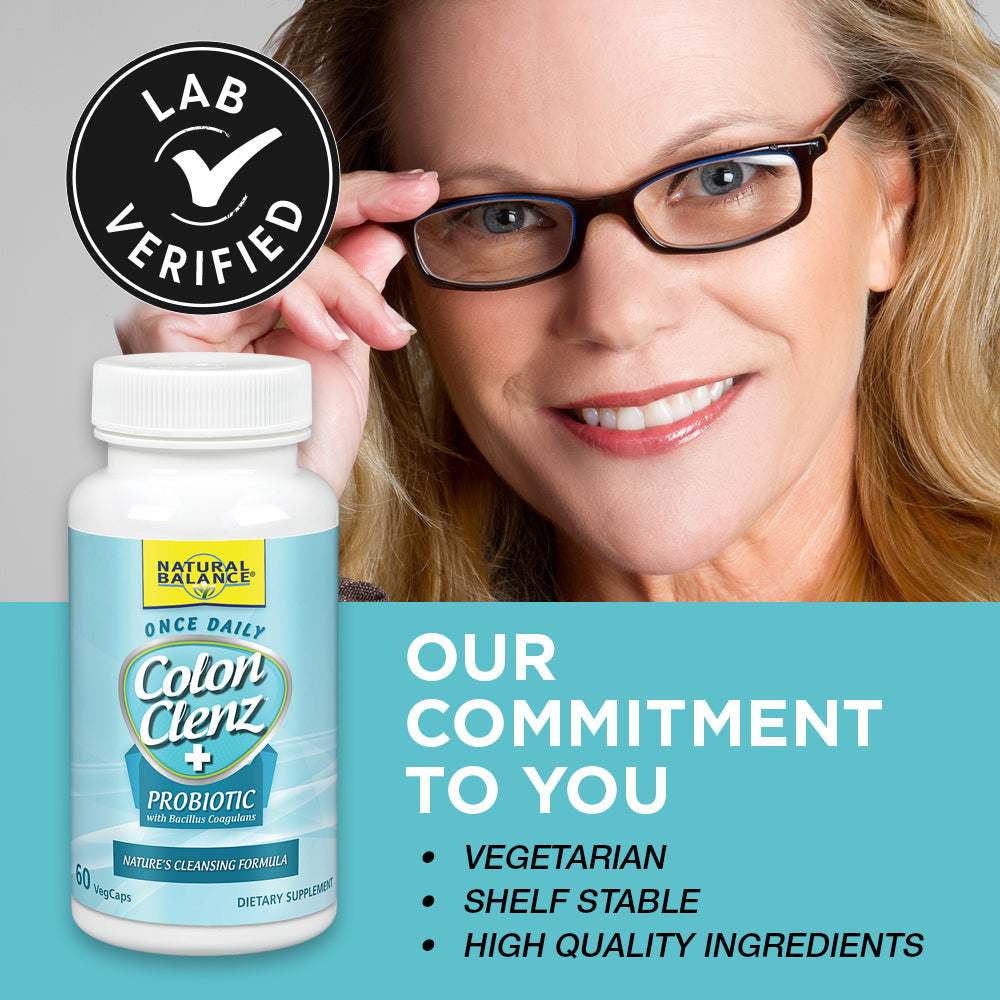 Natural Balance Colon Clenz Plus Probiotic | Cleansing & Regularity Formula w/ Bacillus Coagulans & FOS | 60 CT