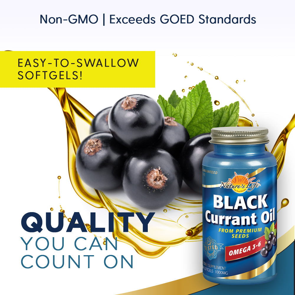 Natures Life Black Currant Seed Oil 1000 mg | With Omega-3 ALA, Omega-6 GLA and Stearidonic Fatty Acids, 30ct