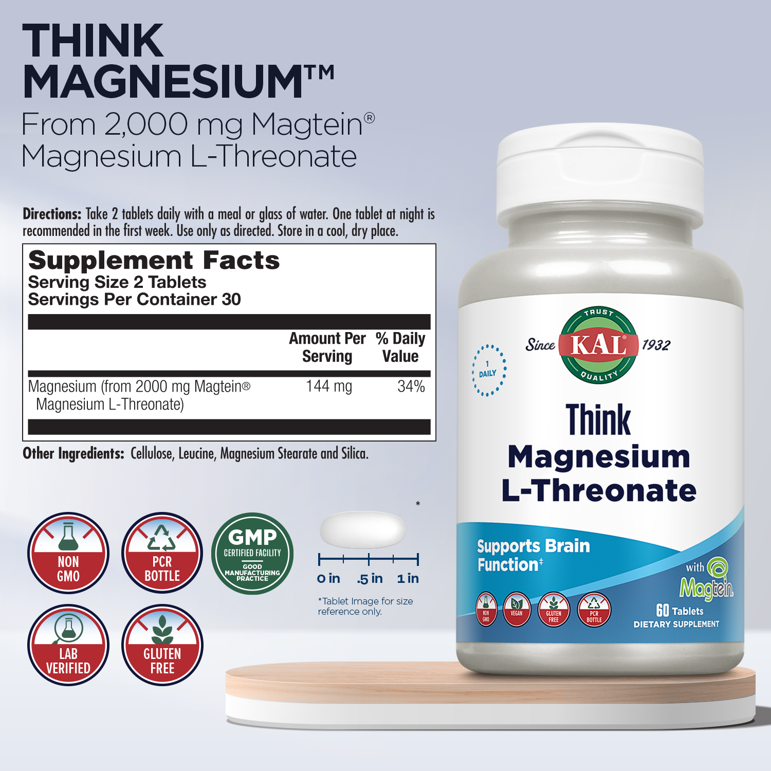 Think Kal KAL Think Magnesium L-Threonate 2000 mg | Learning, Brain Health & Mem ...