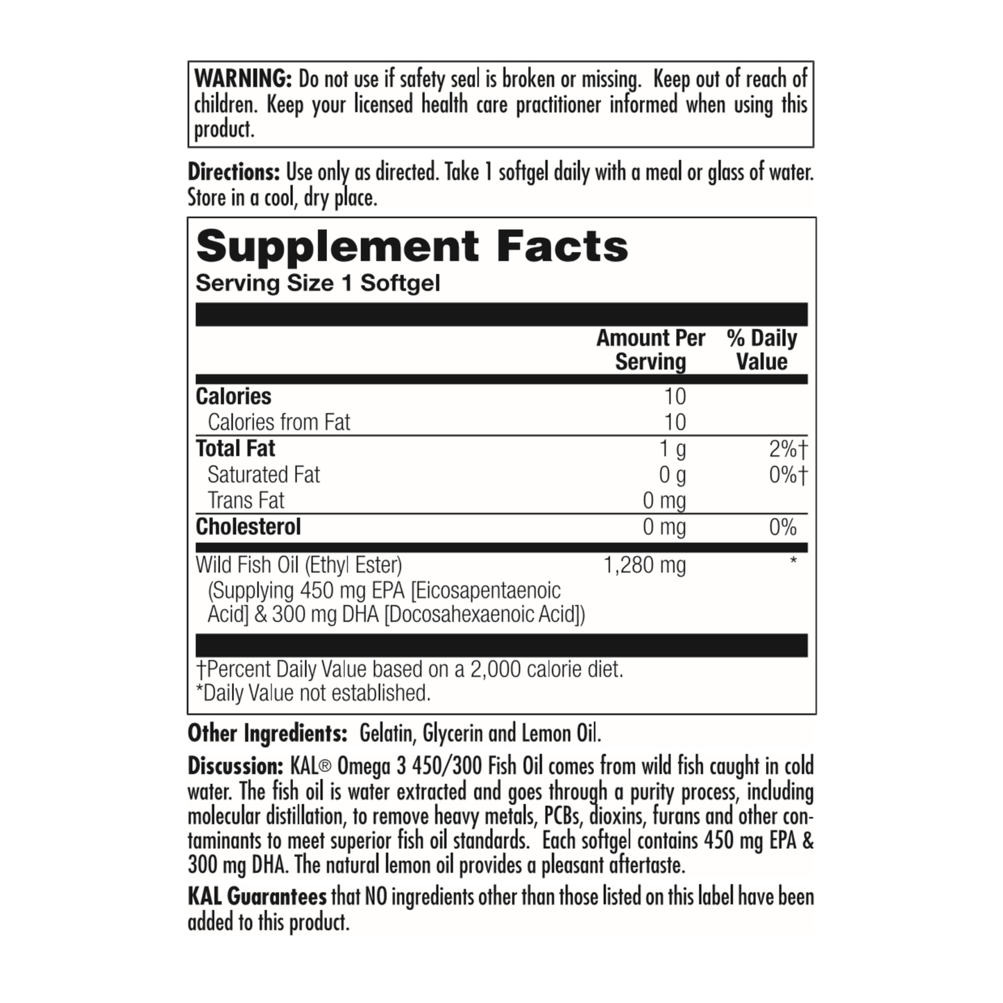 KAL Omega 3 450/300 1280mg | 60ct