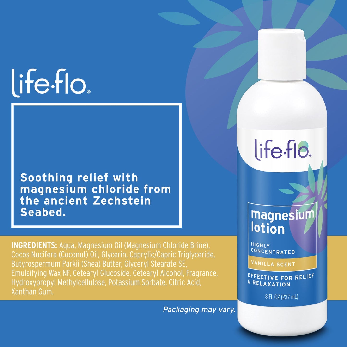 Life-Flo Magnesium Lotion , Magnesium Chloride Supplement Sourced from Zechstein Seabed , For Muscle Massage and Relaxation (8oz)