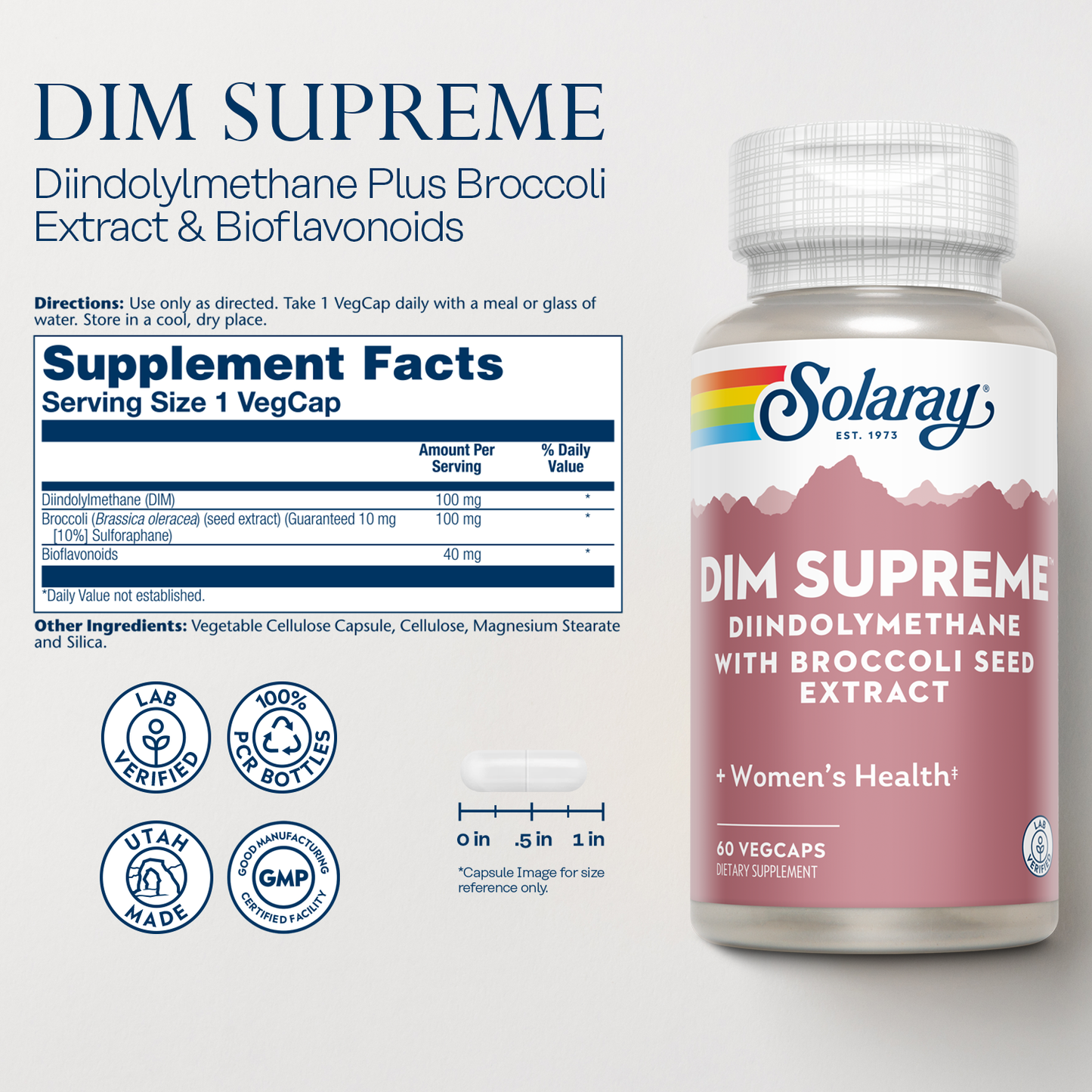 Solaray Dim Supreme, 100mg, 60 Count