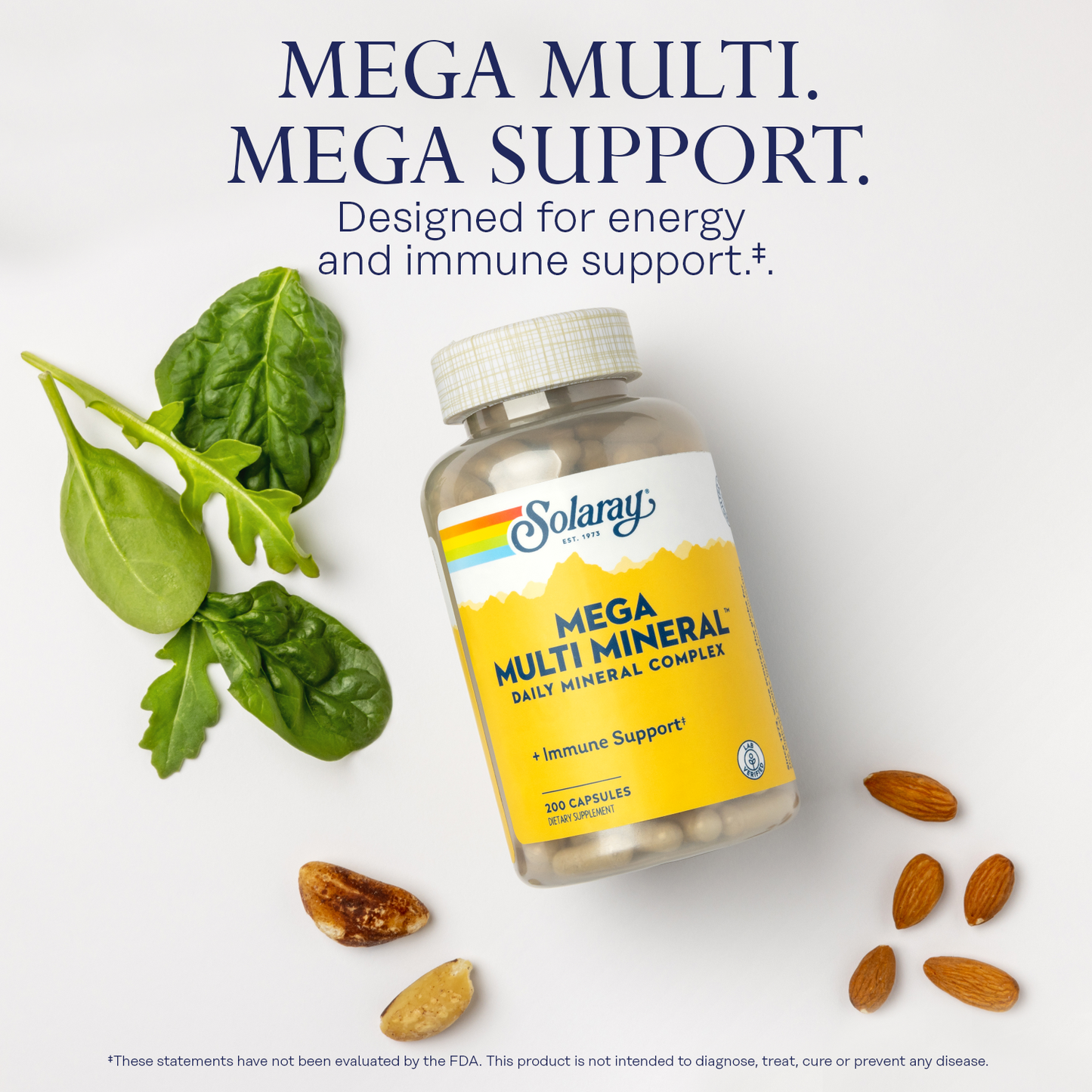 Solaray Mega Multi Mineral, 200 Capsules (50 Servings, 200 Capsules)