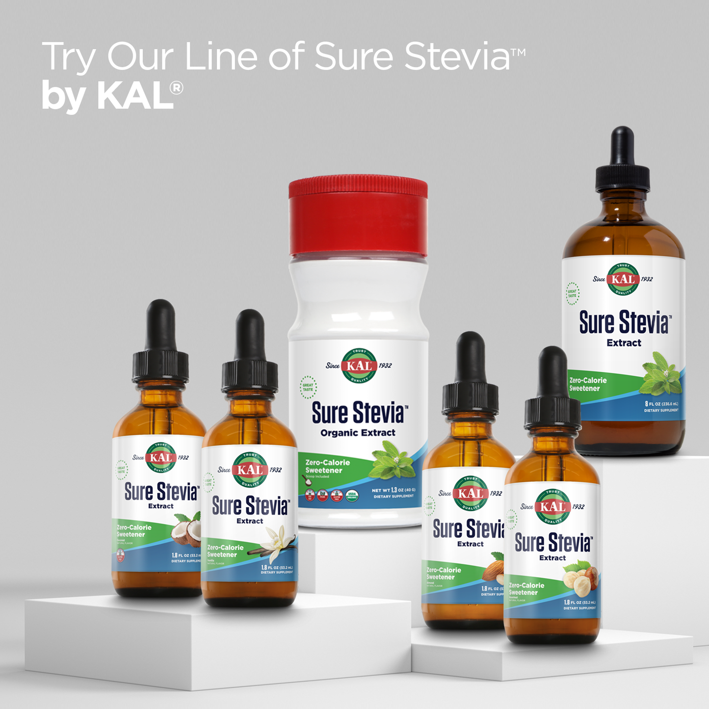 KAL Sure Stevia Drops, Low Carb, Zero Calorie Sweetener, Keto Friendly, Great Tasting Liquid Stevia, Low Glycemic, 60-Day Money Back Guarantee (Unflavored)