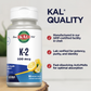 KAL Vitamin K2 500 mcg, Bone, Heart and Artery Health Supplement as Vitamin K2 MK4, Bone Strength and Cardiovascular Function Support, Natural Lemon ActivMelts, Vegetarian, 100 Serv, 100 Micro Tablets