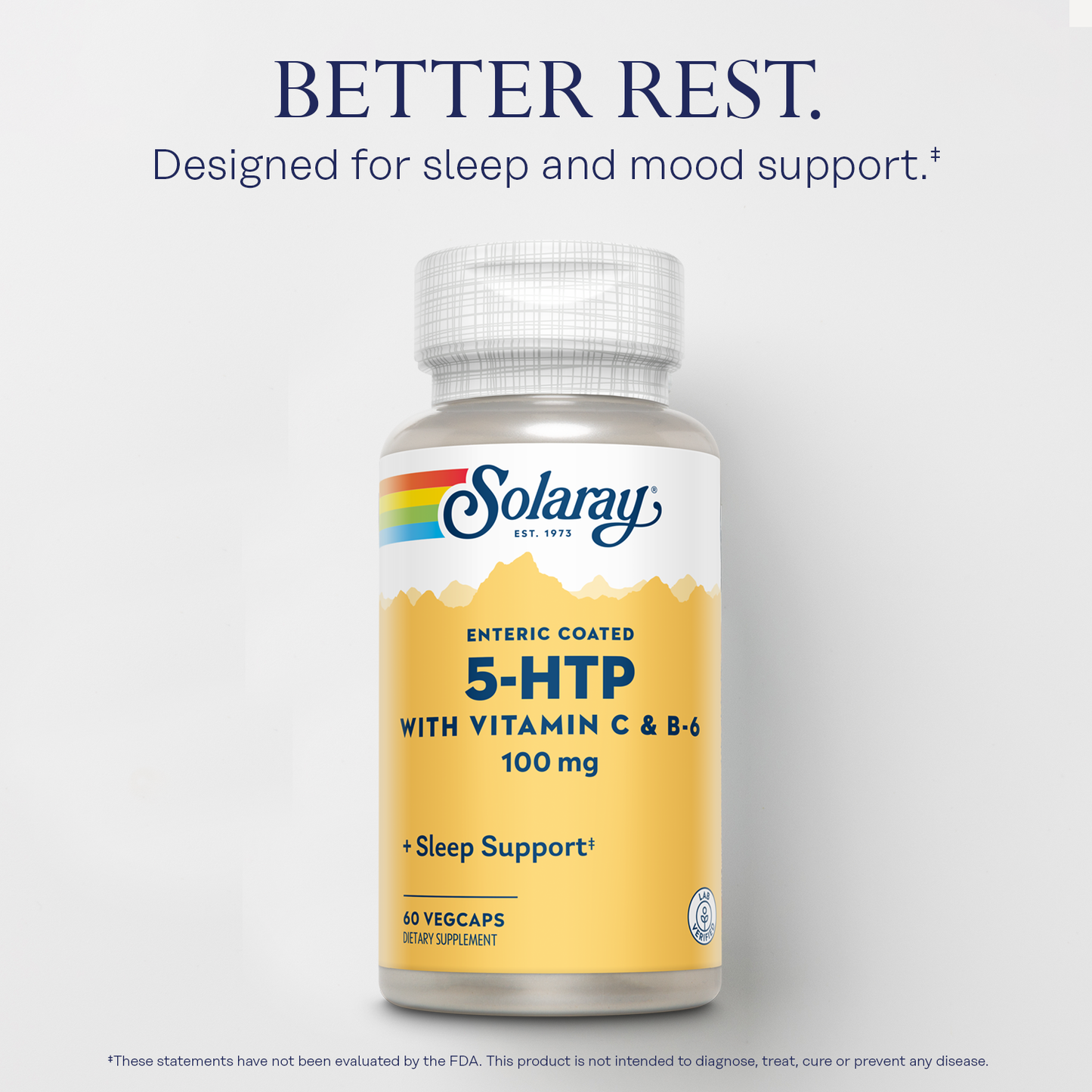 Solaray 5 HTP Supplement with Vitamin C & B-6 - Sleep Supplement and Serotonin Synthesis Support - Lab Verified, 60-Day Money-Back Guarantee - 60 Servings, 60 Enteric Coated VegCaps