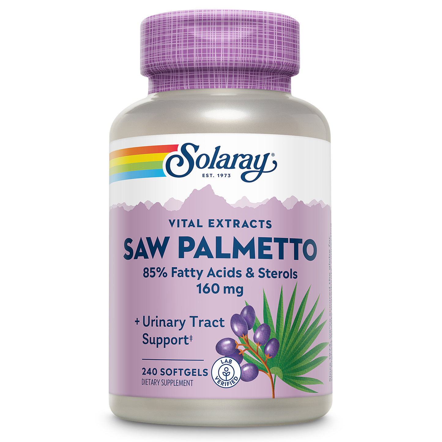 Solaray Saw Palmetto Extract - Prostate Health and Urinary Tract Support - 136 mg Fatty Acids and Sterols - Lab Verified, 60-Day Money-Back Guarantee