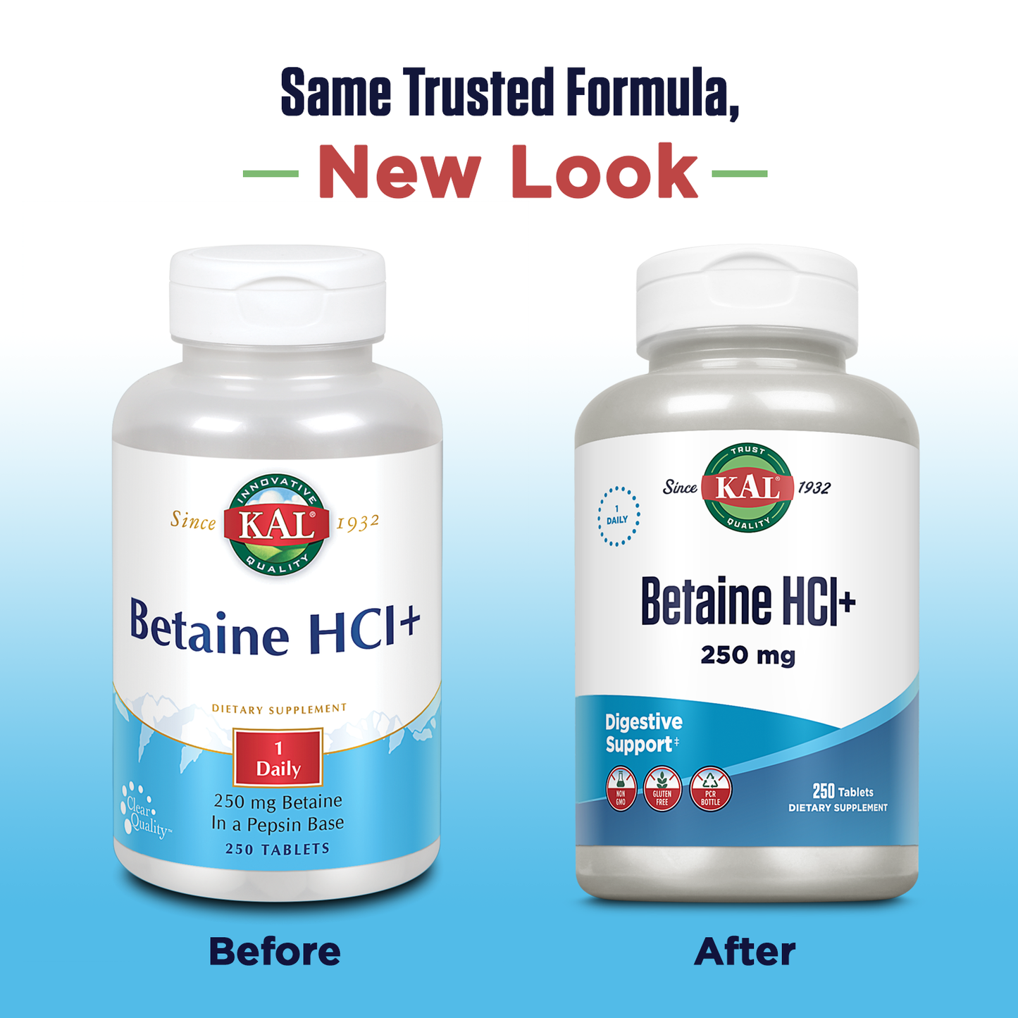 KAL Betaine HCL with Pepsin, Digestive Health Supplement with 250mg Betaine Hydrochloride Plus 130mg Pepsin, Gluten Free, Non-GMO, 60-Day Guarantee, Rapid Disintegration Tablets, 250 Servings, 250ct