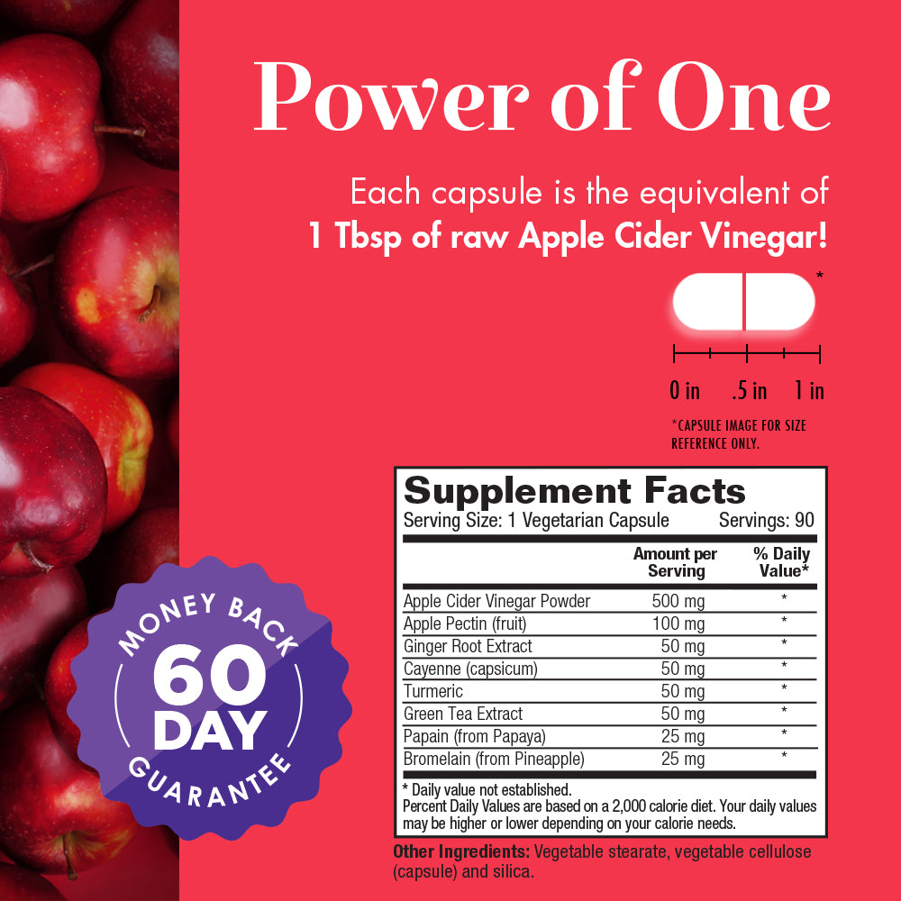 Dynamic Health Apple Cider Vinegar Complete with Apple Pectin | Vegetarian, No Gluten or Artificial Ingredients | 90 Vegetarian Capsules