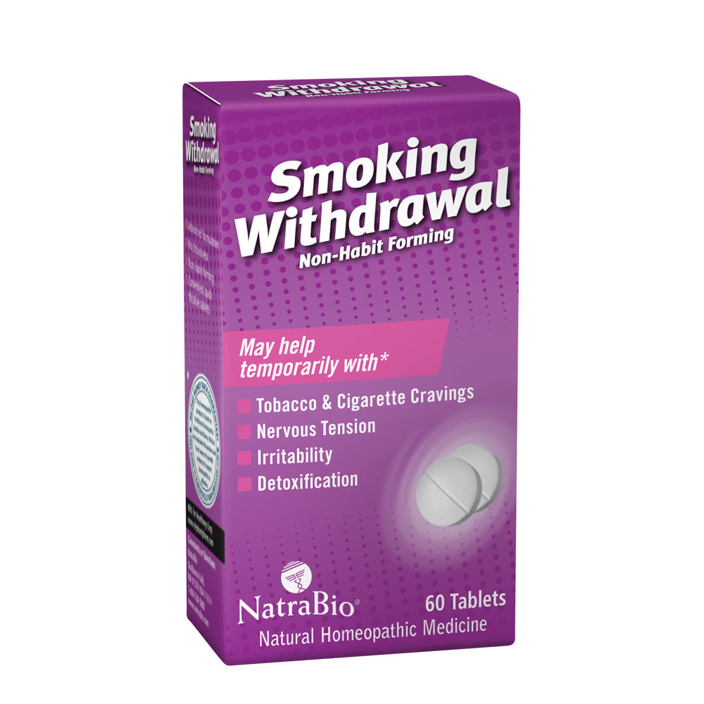 NatraBio Smoking Withdrawal Homeopathic Formula |  May Temporarily Help w/ Tobacco & Cigarette Cravings, Irritability & Detox | 60 Quick Dissolve Tabs