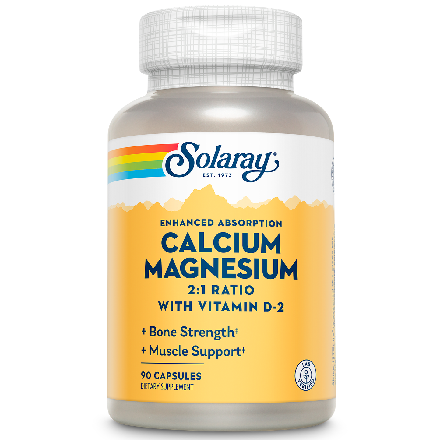 Solaray Calcium & Magnesium  w/ D2 Amino Acid Chelate 2:1, Capsule (Btl-Plastic) | 90ct