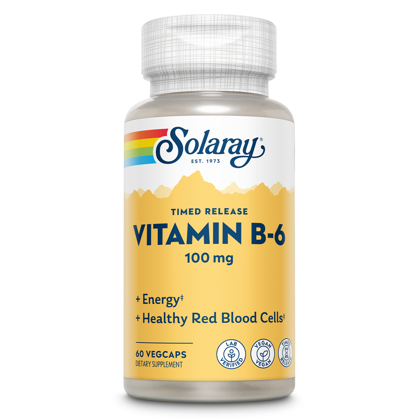 Solaray B6 Two-Stage, Timed-Release, Veg Cap (Btl-Plastic) 100mg | 60ct